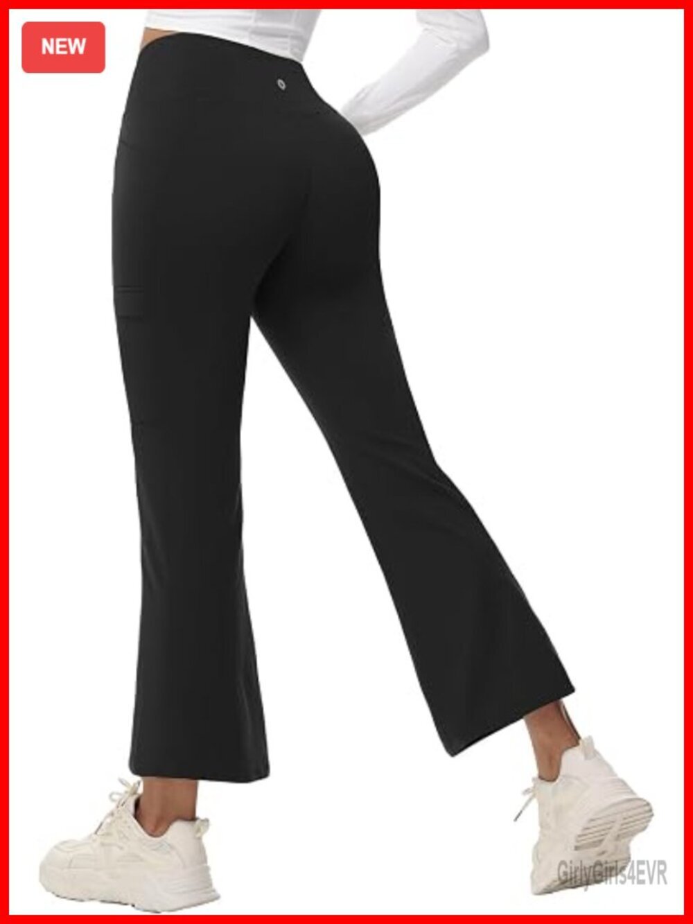 Fleece Lined Water Resistant Crossover Flare Leggings Warm Bootcut Hiking Pants